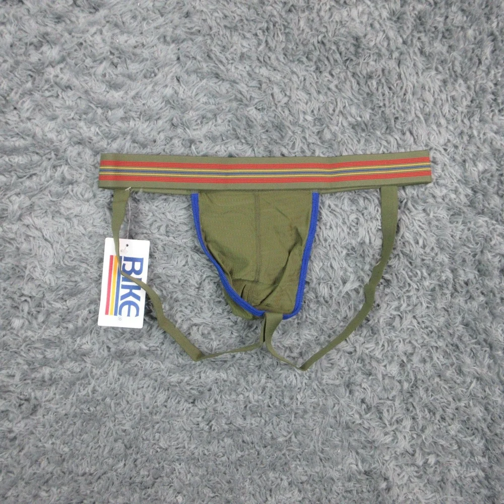 BIKE Olive Green Men's Athletic Jockstrap with Blue Trim